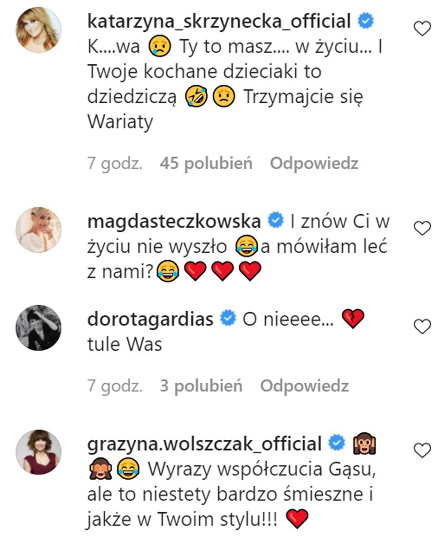 Koleżanki pocieszają Piotra Gąsowskiego