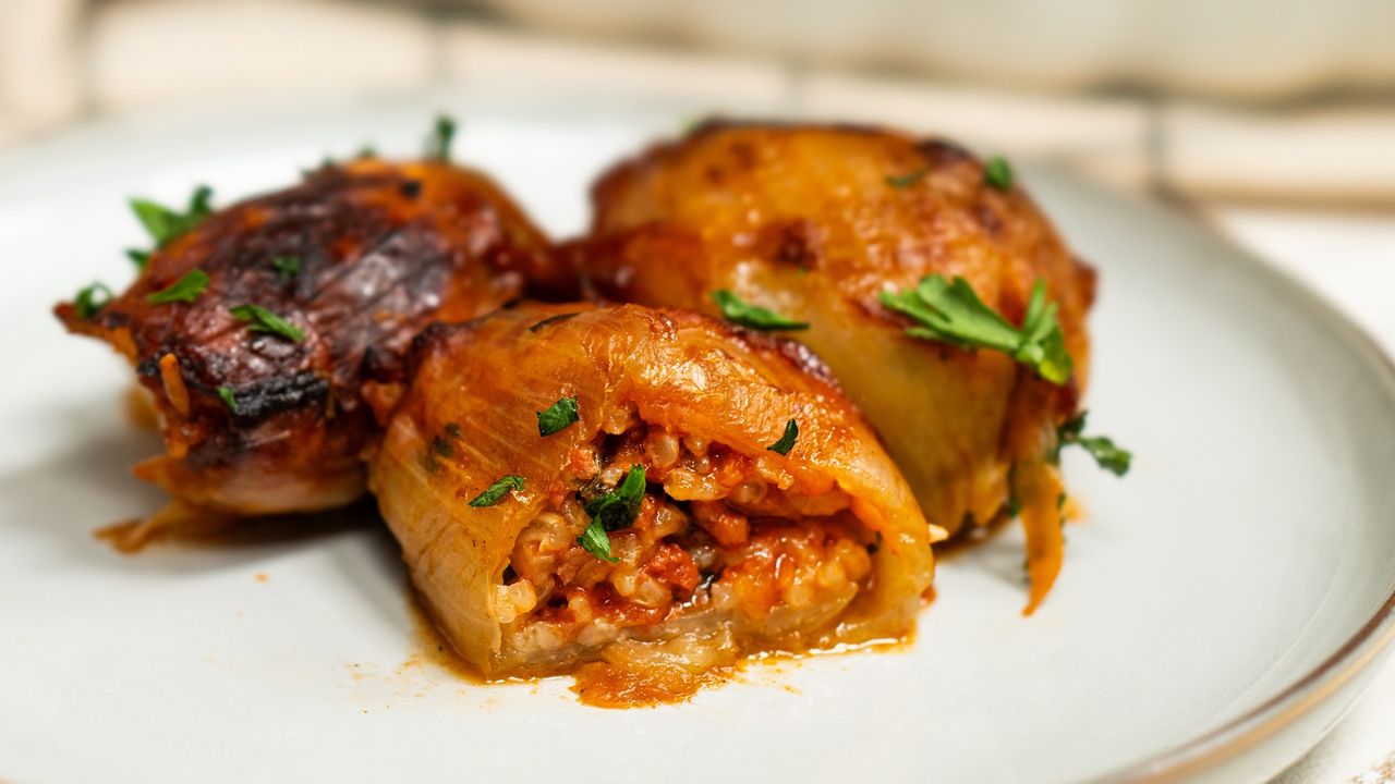 New twist on stuffed onions: A savory Greek-inspired casserole