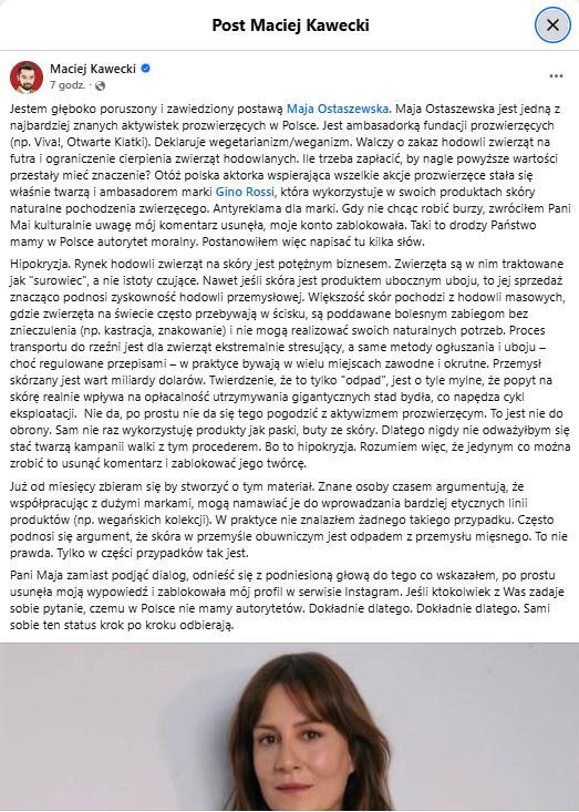 Screen Facebook Maciej Kawecki
