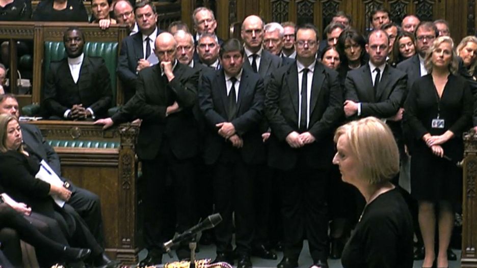Temporary
In this video grab taken from footage broadcast by the UK Parliamentary Recording Unit (PRU) via the Parliament TV website on September 9, 2022, Britain's Prime Minister Liz Truss leads tributes to Britain's Queen Elizabeth II in the House of Commons in central London. - Queen Elizabeth II, the longPhoto by PRU / AFP) / RESTRICTED TO EDITORIAL USE - MANDATORY CREDIT " AFP PHOTO / PRU " - NO USE FOR ENTERTAINMENT, SATIRICAL, MARKETING OR ADVERTISING CAMPAIGNS
-