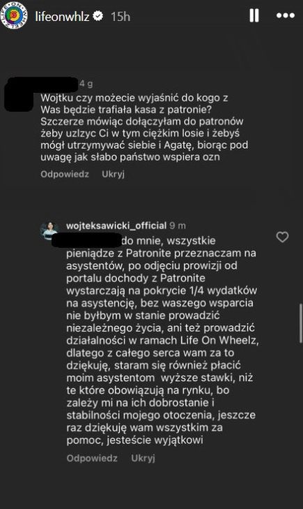 Wojtek Sawicki o zbiórkach na jego opiekę