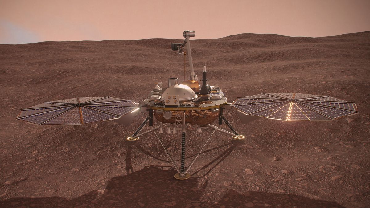 sky, landscape, sunset, desert, wind, nature, windmill, blue, sun, mountain, energy, clouds, cloud, field, sunrise, sea, sand, travel, power, cross, mountains, tree, mars probe, insight mars lander, nasa lander, mars, nasa mars probe, planet red