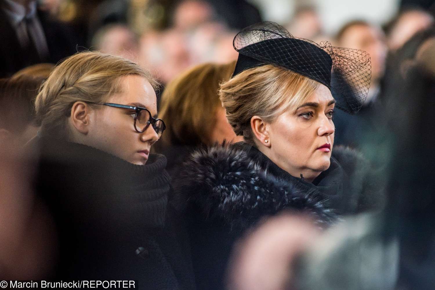19.01.2019 - Gdansk, Uroczystosci pogrzebowe prezydenta Pawla Adamowicza      N/z corka Antonina Adamowicz, zona Magdalena Adamowicz      | Fot. Marcin Bruniecki/REPORTER