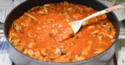 Schab duszony z pieczarkami