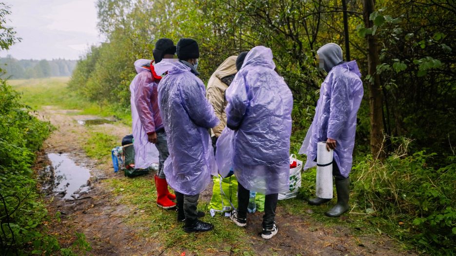 Grupa imigrantów na granicy polsko-białoruskiej 