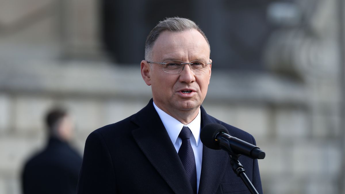 President Andrzej Duda delivers his speech after the Holy Mass at Wawel Castle on the anniversary of the Smolensk catastrophe in Krakow, Poland, on April 10, 2025. On April 10, 2010, a Polish Tupolev Tu-154 military plane crashes in Smolensk, resulting in the deaths of 96 people, including Polish President Lech Kaczynski and his wife, deputy speakers of the Sejm and Senate, as well as commanders of all branches of the Polish Armed Forces. The delegation is en route to celebrate the 70th anniversary of the Katyn massacre. The president and his wife are later interred in the Wawel Basilica. (Photo by Klaudia Radecka/NurPhoto via Getty Images)