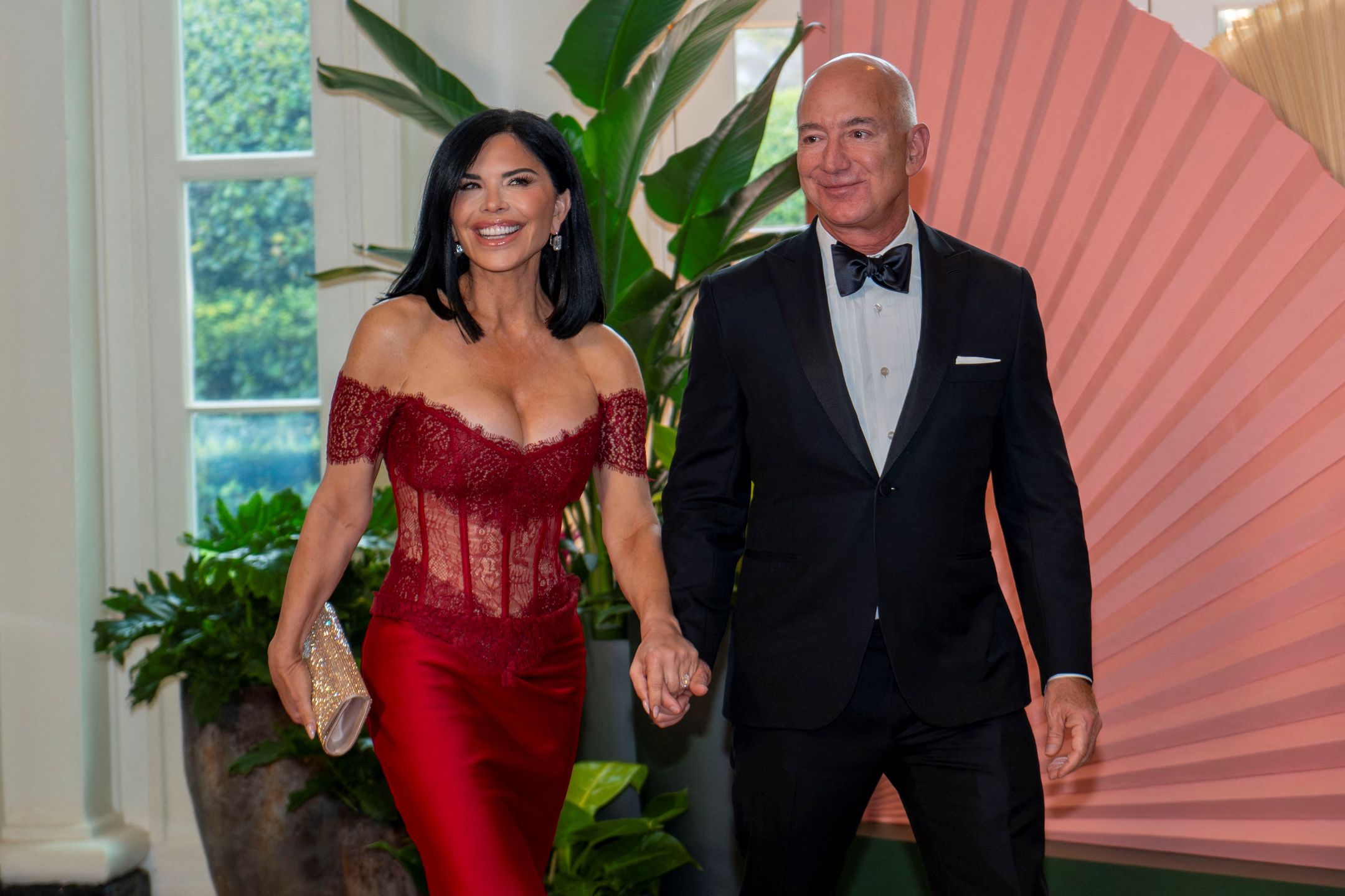 Jeff Bezos i Lauren Sanchez na kolacji w Białym Domu