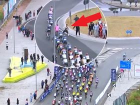 Skandaliczne sceny. Kolarz nie wytrzymał i odepchnął fana