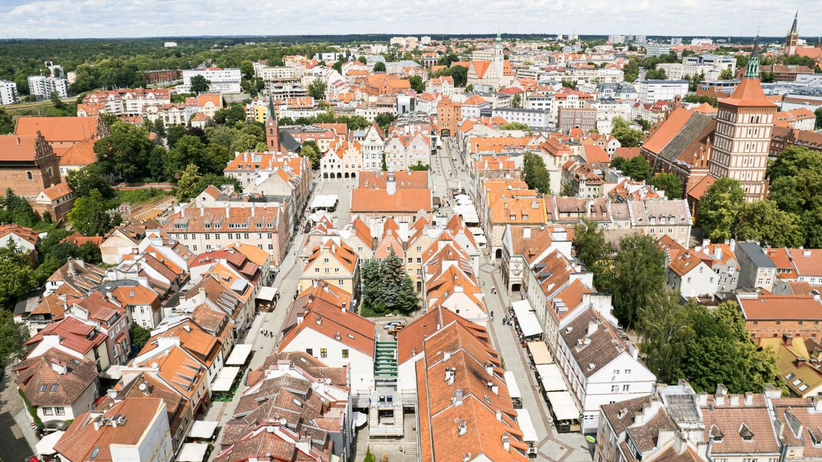 Olsztyńska starówka z lotu ptaka 