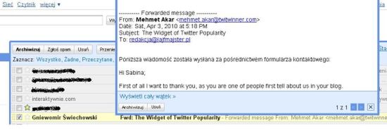 Podgląd wiadomości w GMail 1
