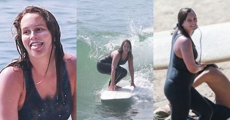 Zapomniana gwiazda Leighton Meester z "Plotkary" surfuje na plaży w Malibu (ZDJĘCIA)