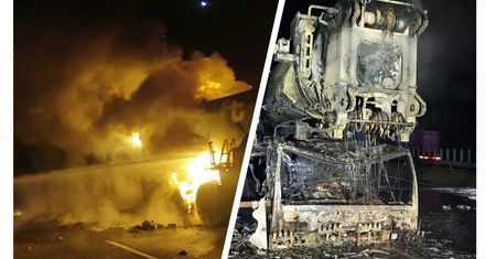 Pożar dźwigu na A1. Część autostrady zablokowana