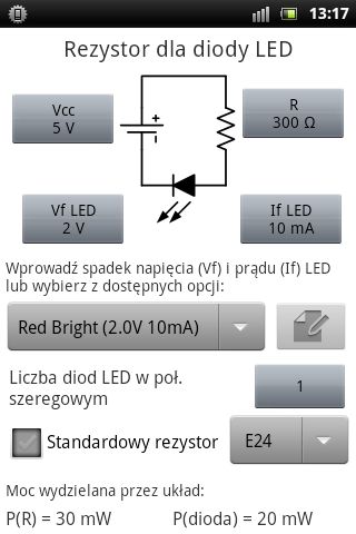 Obliczanie Parametrów Rezystora Dla Diody LED