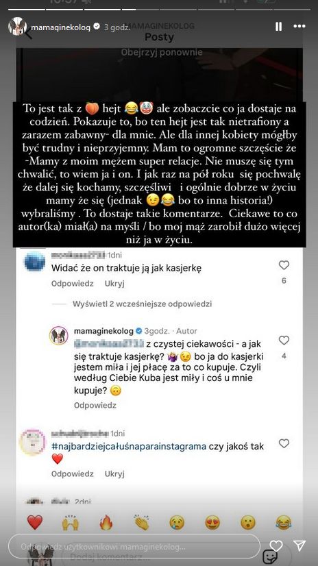 Mama Ginekolog reaguje na krytyczne komentarze pod wideo z mężem
