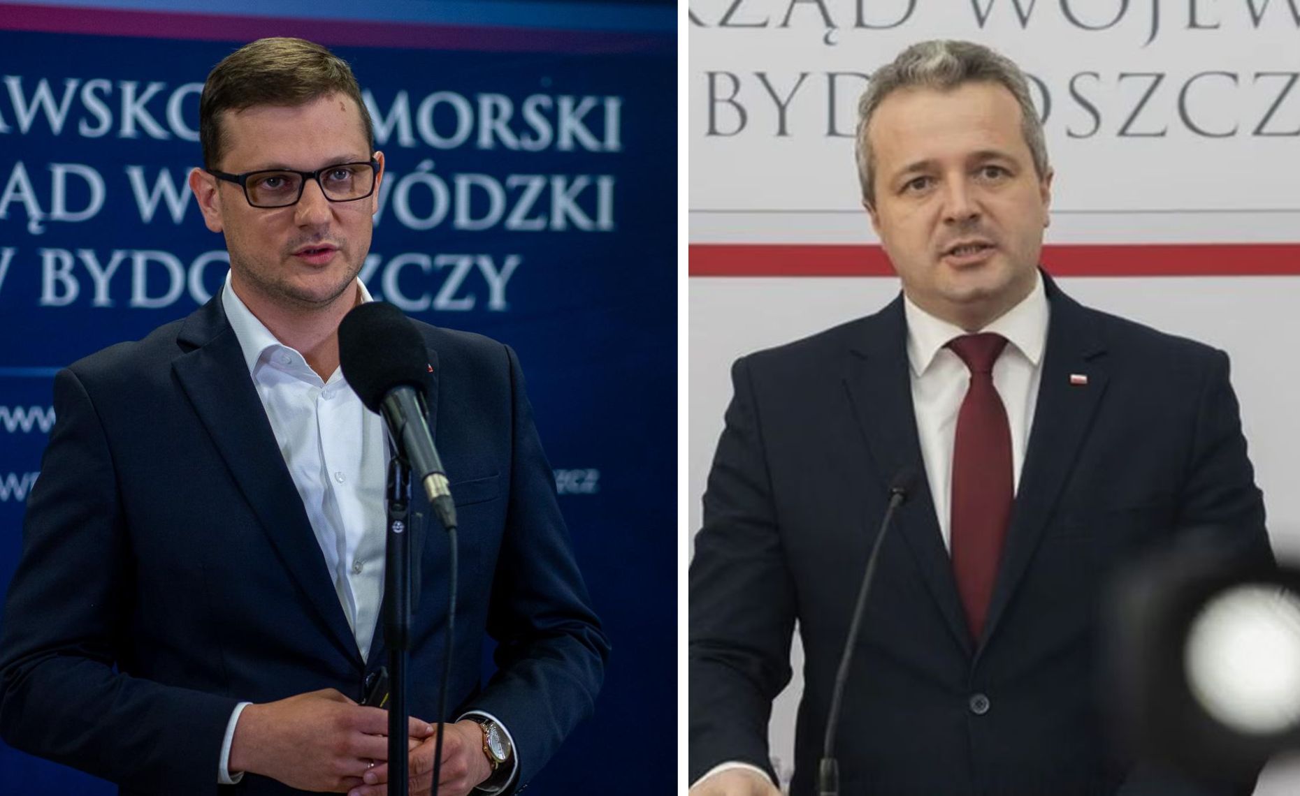 Wojewodowie kujawsko-pomorscy: obecny Michał Sztybel (z lewej) i poprzedni Mikołaj Bogdanowicz (z prawej)