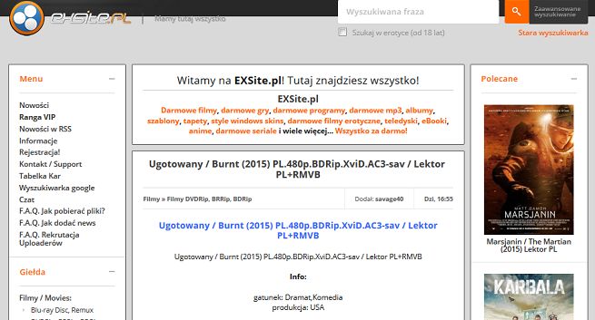 Exsite.pl nie działa od kilku dni. Zostanie zamknięty jak Ebookgigs.pl, Precyl.pl i Torrenty.org?