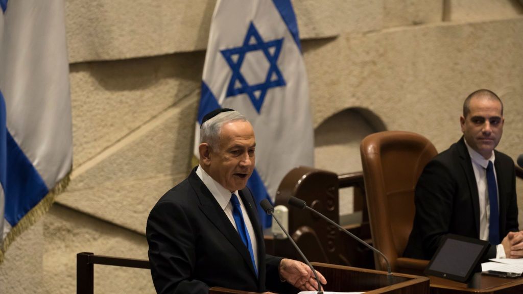 Israel's New Government Is Sworn In To The Knesset
JERUSALEM, ISRAEL - DECEMBER 29:  Former and designated Israeli Prime Minister Benjamin Netanyahu speaks at the Israeli parliament during a new government sworn in discussion at the Israeli parliament on December 29, 2022 in Jerusalem, Israel. Conservative Benjamin Netanyahu and a bloc of nationalist and religious parties won a clear election victory last month and will be sworn in as government to the Knesset today. This completes Netenyahu's political comeback with a record sixth term in office.  (Photo by Amir Levy/Getty Images)
Amir Levy