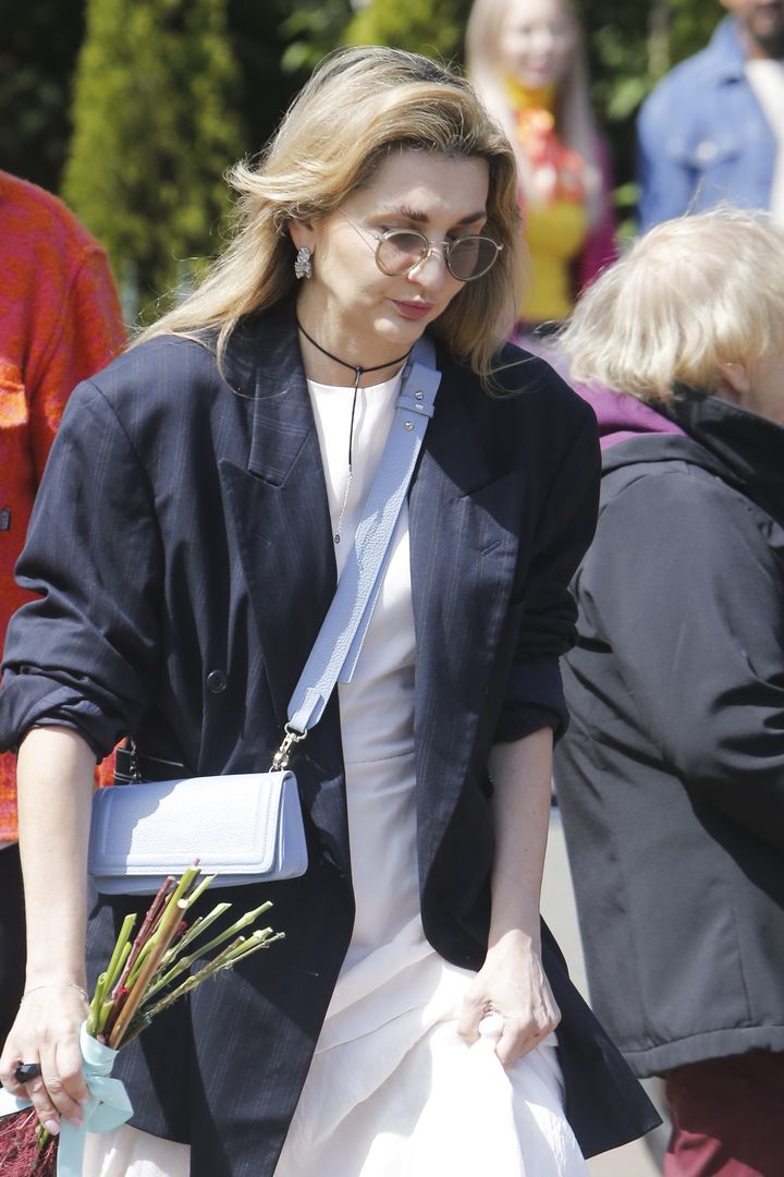 Jagna Niedzielska na pogrzebie Tomasza Jakubiaka