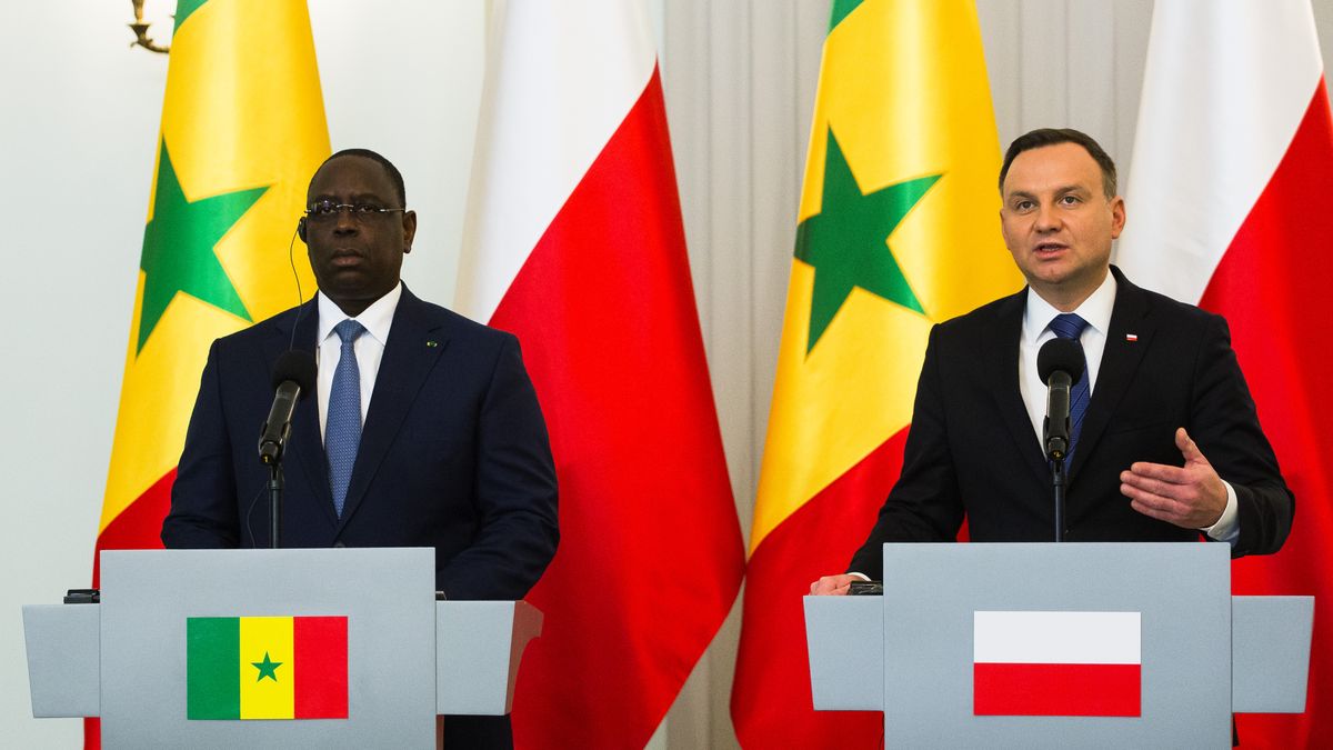 Press conference of Polish and Senegal presidents
President of the Republic of Senegal Macky Sall and President of Poland Andrzej Duda on a press conference on 27 October, 2016, in Warsaw, Poland. (Photo by Krystian Dobuszynski/NurPhoto via Getty Images)
NurPhoto
press, conference, warsaw, poland, presiedent, politics, Macky Sall, Senegal, senegal, diplomacy, nurphoto, duda