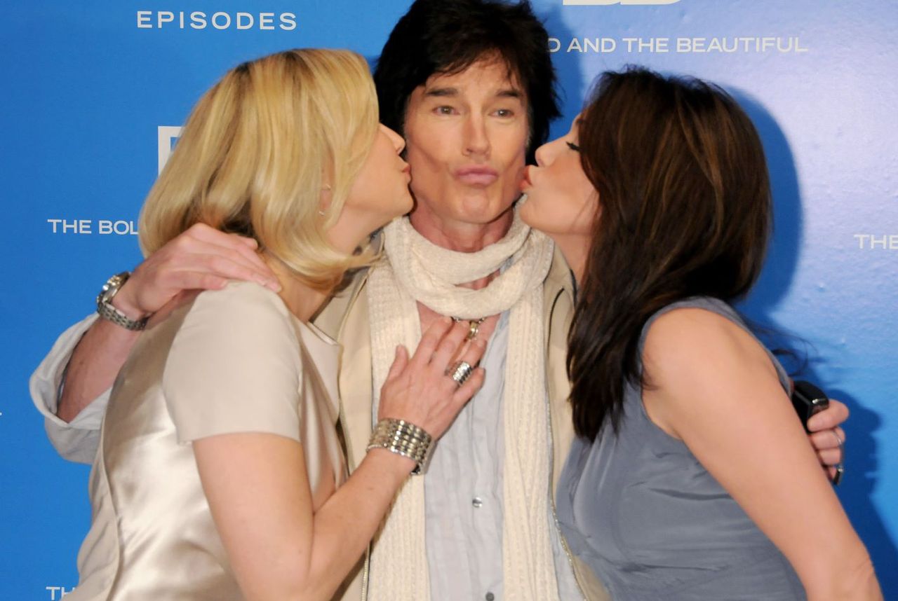 Ronn Moss z partnerkami z "Mody na sukces": Katherine Kelly Lang i Hunter Tylo