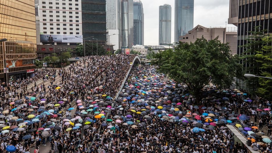 Masowy protest w Hongkongu.