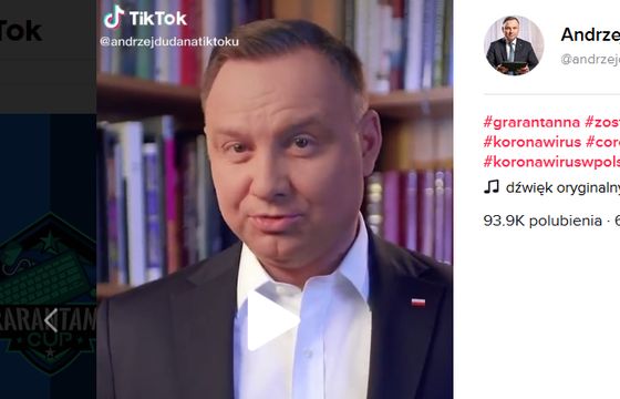 Andrzej Duda założył profil na TikToku. Dziennikarze krytyczni: to kampania w czasie epidemii