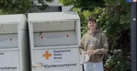 Włożył buty z GPS-em do kontenera Czerwonego Krzyża. Zaskakujący finał