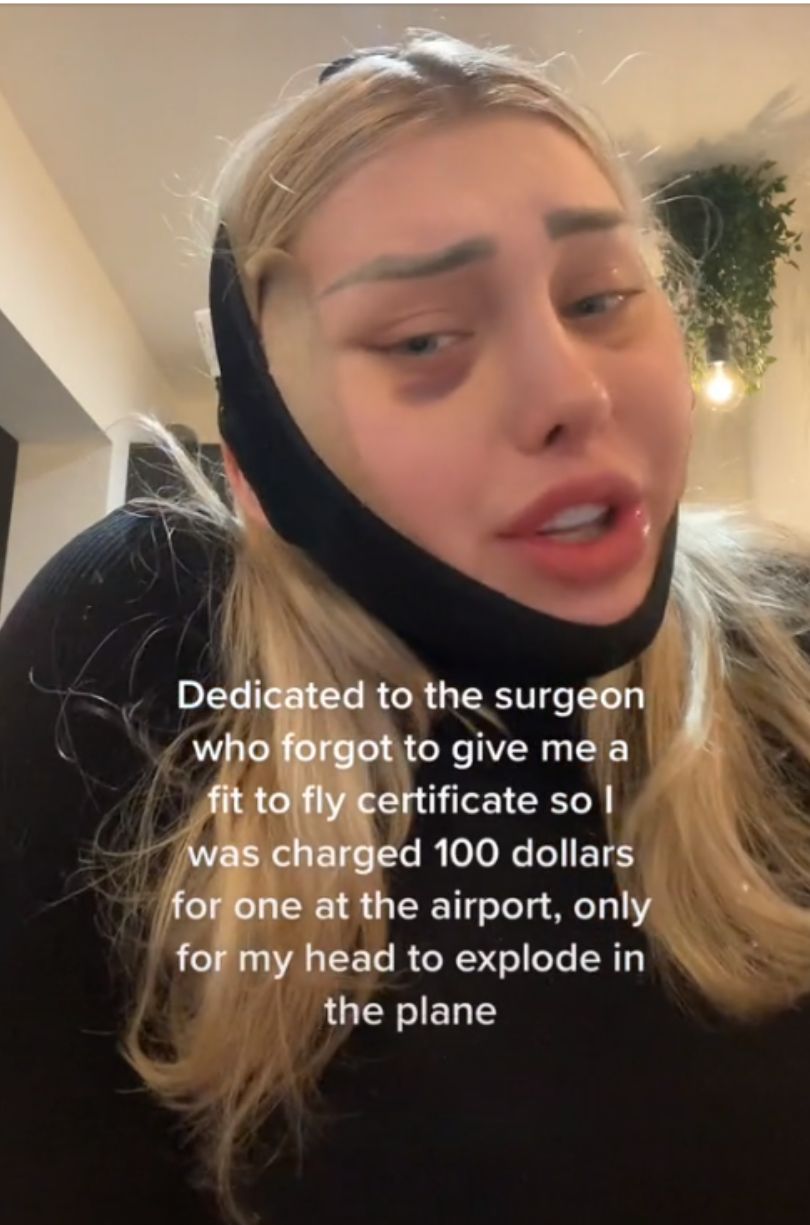 Tiktokerka wspomina dramat podczas lotu samolotem po zabiegach