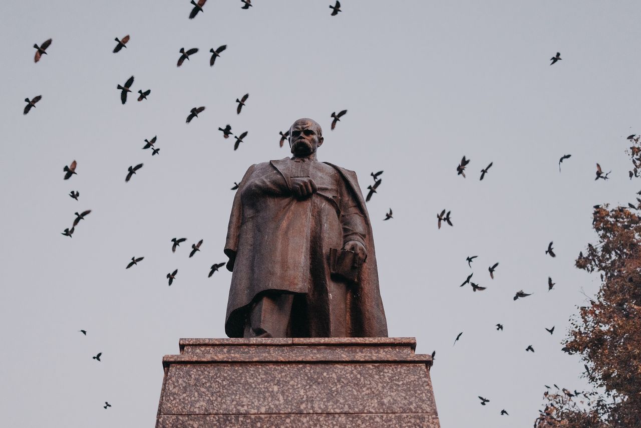 The Taras Shevchenko monument in Sumy. Since the operation started in the Kursk region, the city has been under constant shelling.