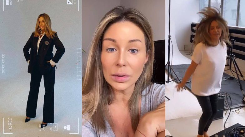 Małgorzata Rozenek wykonuje dziki taniec na sesji