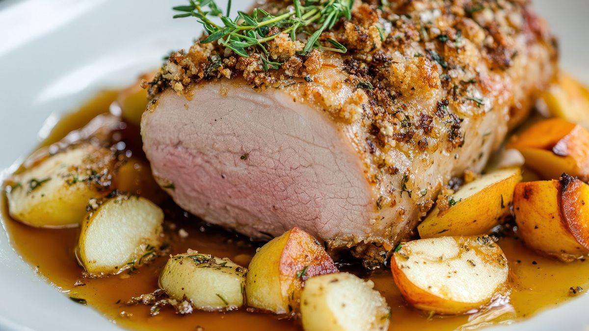 Schab pieczony z jabłkami