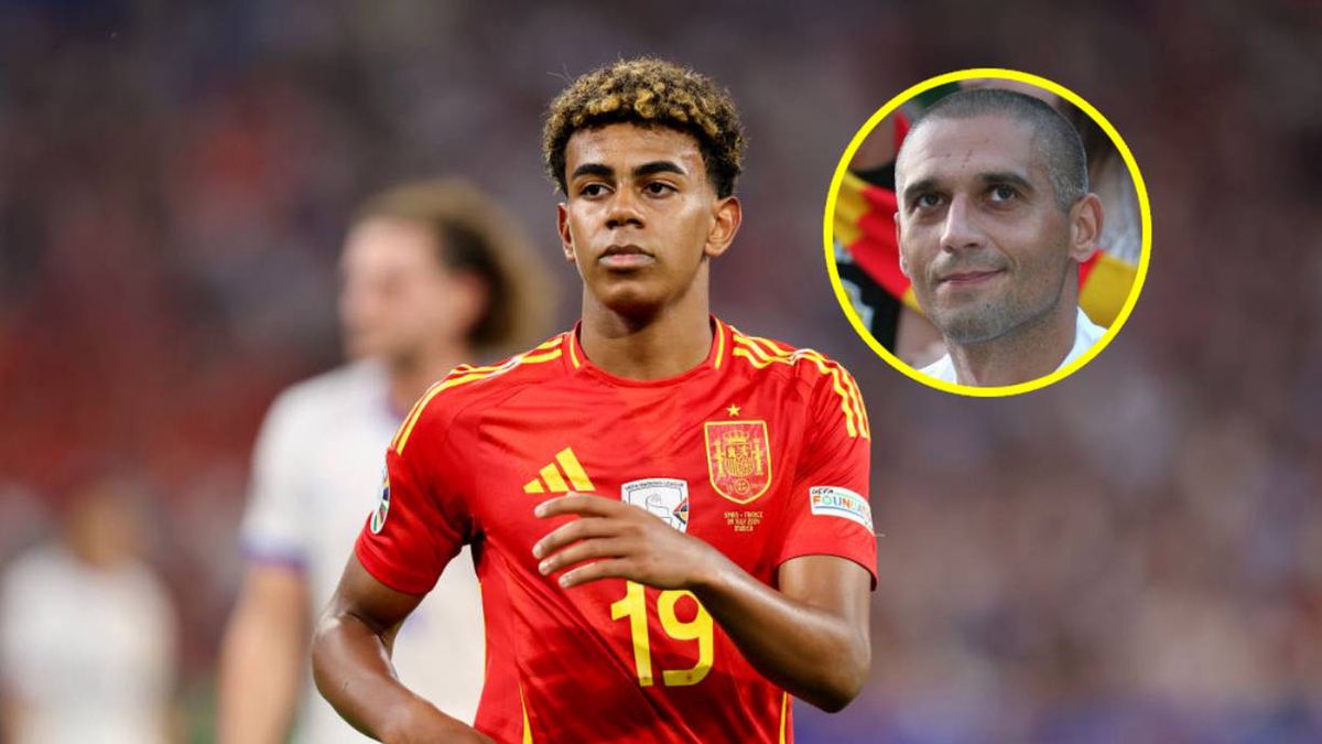 Getty Images / James Baylis - AMA oraz East News/Piotr Mecik / Na zdjeciu: Lamine Yamal i Radosław Kałużny