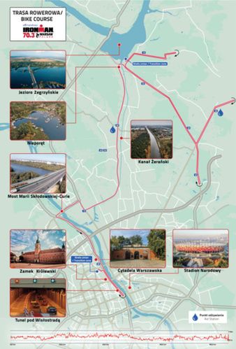 Trasa rowerowa warszawskich zawodów będzie bardzo płaska i bardzo szybka. Do wyboru dystanse 40km i 90km. Start w Porcie Nieporęt, koniec na bocznym boisku Polonii Warszawa