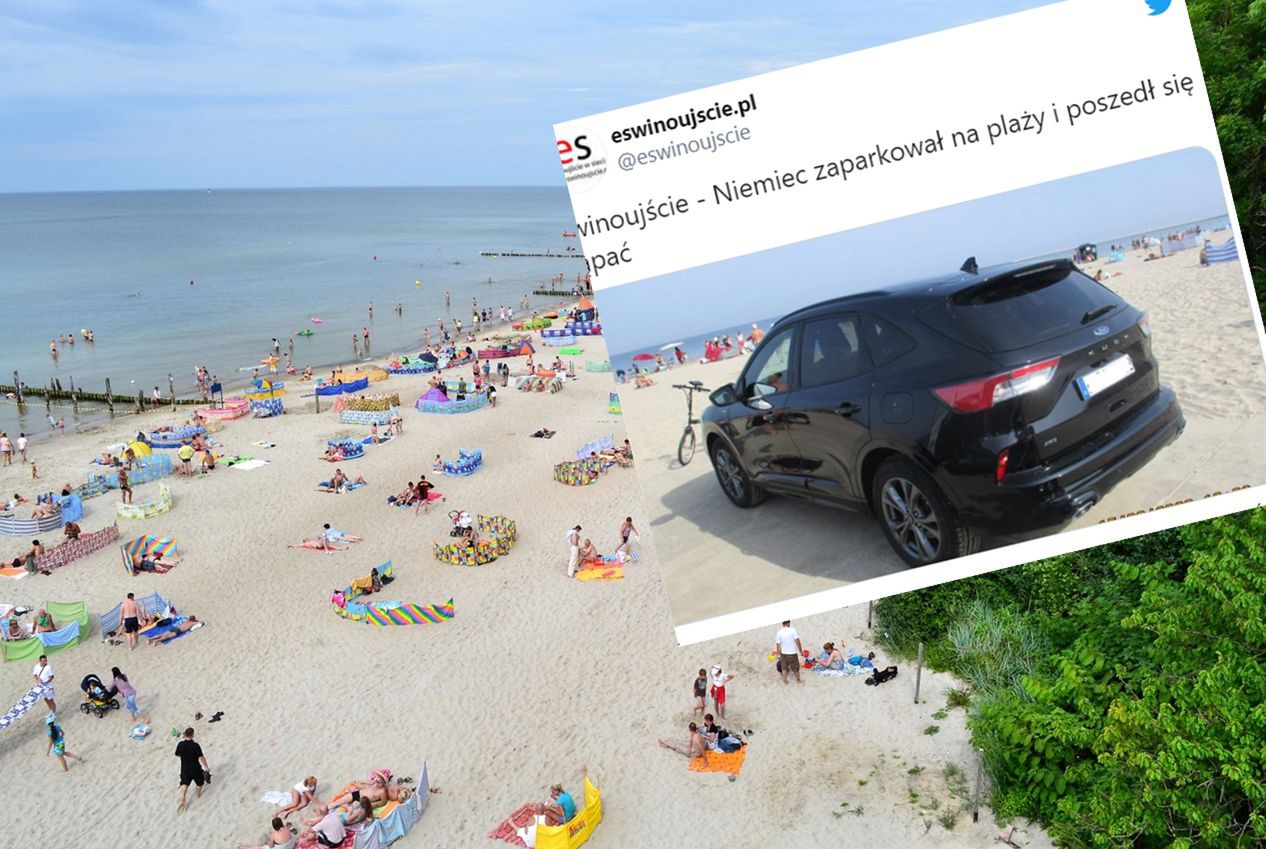 Straż miejska w szoku. Niemiec zaparkował na plaży i poszedł się kąpać