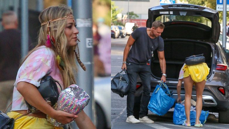 Marcelina Zawadzka z piórkami we włosach DŹWIGA SIATY wraz z ukochanym Maxem Gloecknerem