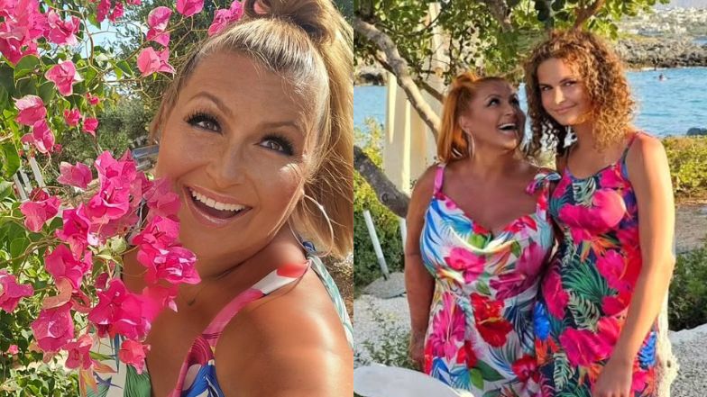 Katarzyna Skrzynecka pozuje z 13-letnią córką. Już ją przerosła