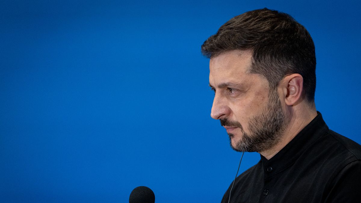 ROME, ITALY - 2025/07/10: Ukrainian President Volodymyr Zelensky addresses a press conference at Ukraine Recovery Conference 2025 (URC2025) at the Roma Convention Centre "La Nuvola". (Photo by Stefano Costantino/SOPA Images/LightRocket via Getty Images)