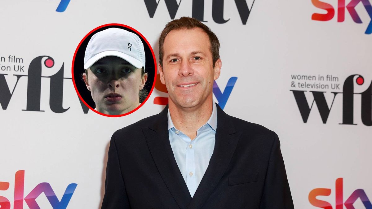 Getty Images / David M. Benett/Dave Benett / Angel Martinez / Na zdjęciu: Greg Rusedski, w kółku Iga Świątek.