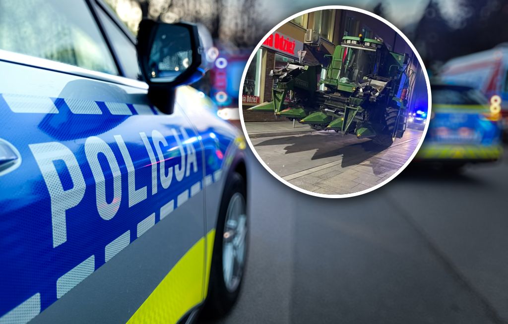 Wjechał kombajnem do miasta. Zablokował ulicę w centrum na 2 godziny