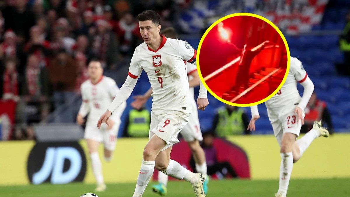 Robert Lewandowski i szalony fan (w kółku)