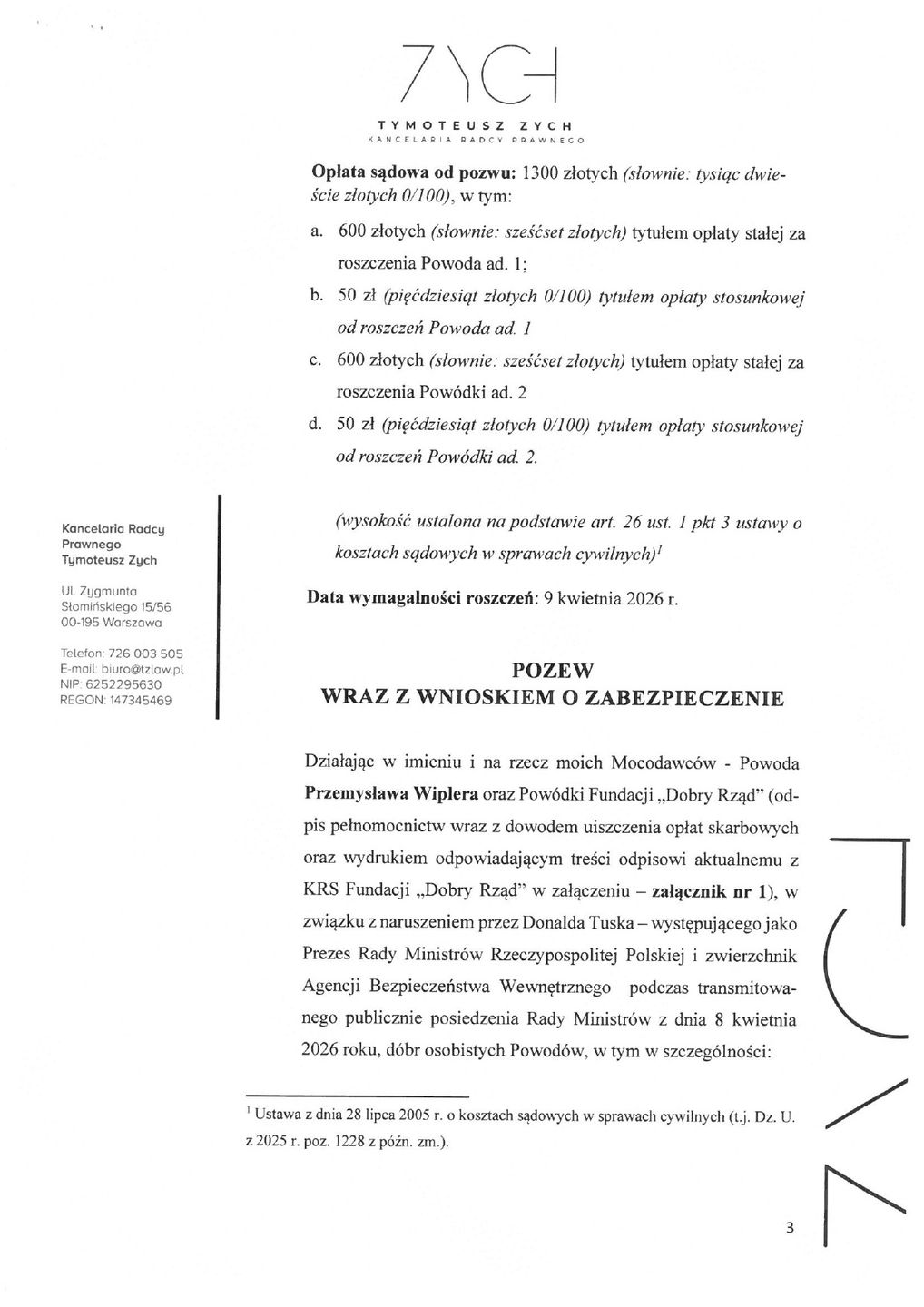 Pisma Wiplera do sądu