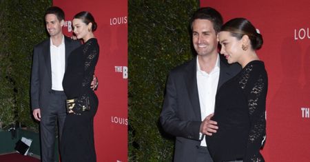 Ciężarna Miranda Kerr i założyciel Snapchata wdzięczą się na ściance (ZDJĘCIA)