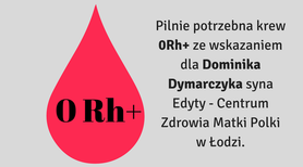 Niespełna miesięczny Dominik Dymarczyk potrzebuje krwi 0Rh+. Tylko tak może przeżyć