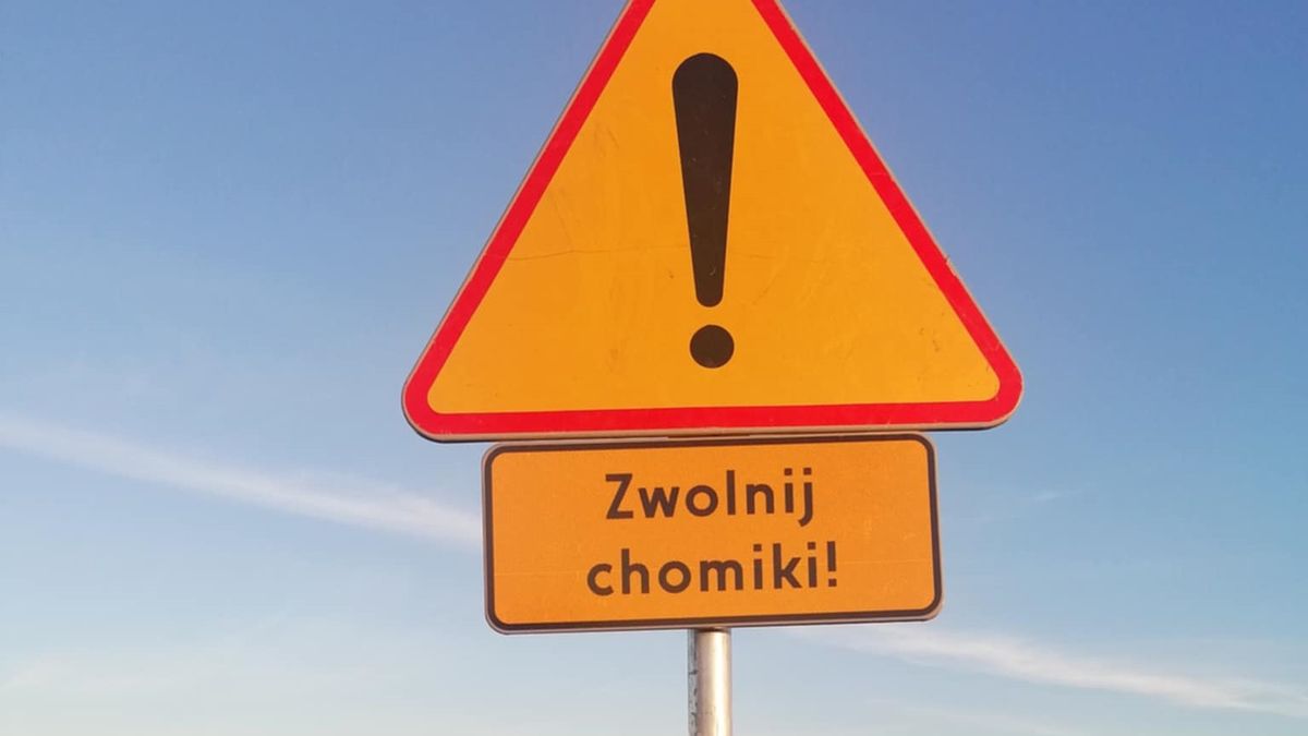 Znak "zwolnij chomiki"
