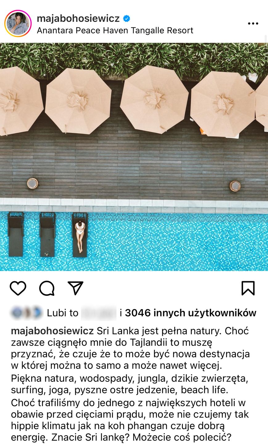 Maja Bohosiewicz wypoczywa z rodziną na Sri Lance 