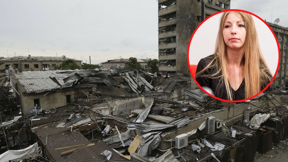 Zniszczona restauracja, w której została ranna Wiktoria Amelina