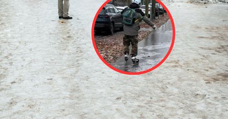 Pokazał, jak dostał się po chleb w ślizgawicę. Wideo jest hitem