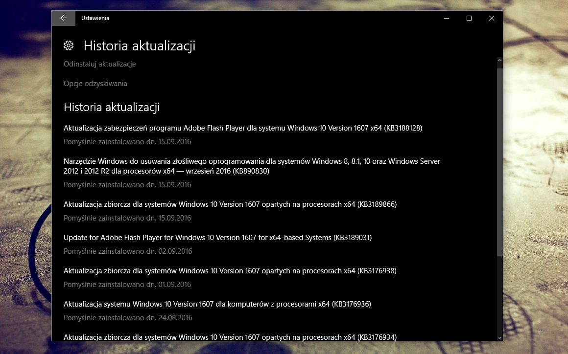 Zbiorowe aktualizacje w Windows 10.