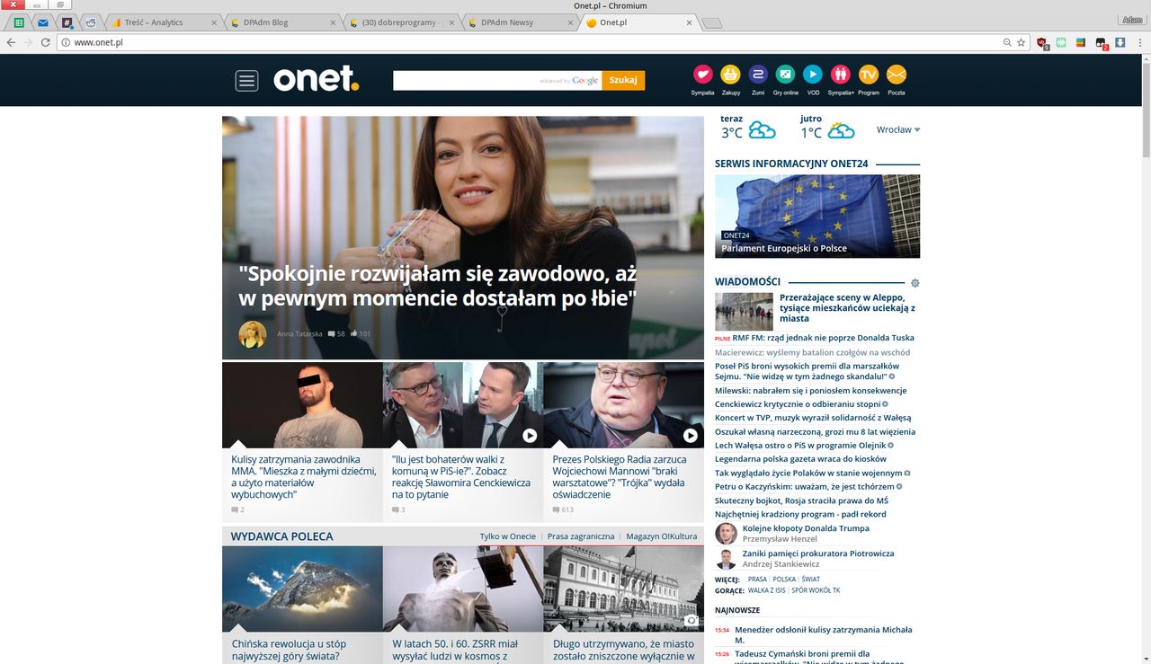 Z µBlockiem Onet zupełnie sobie nie poradził