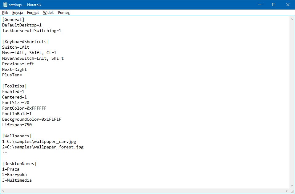 Ustawienia aplikacji trzeba wprowadzać ręcznie w pliku tekstowym